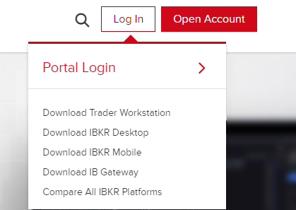 The login options on the IBKR website.